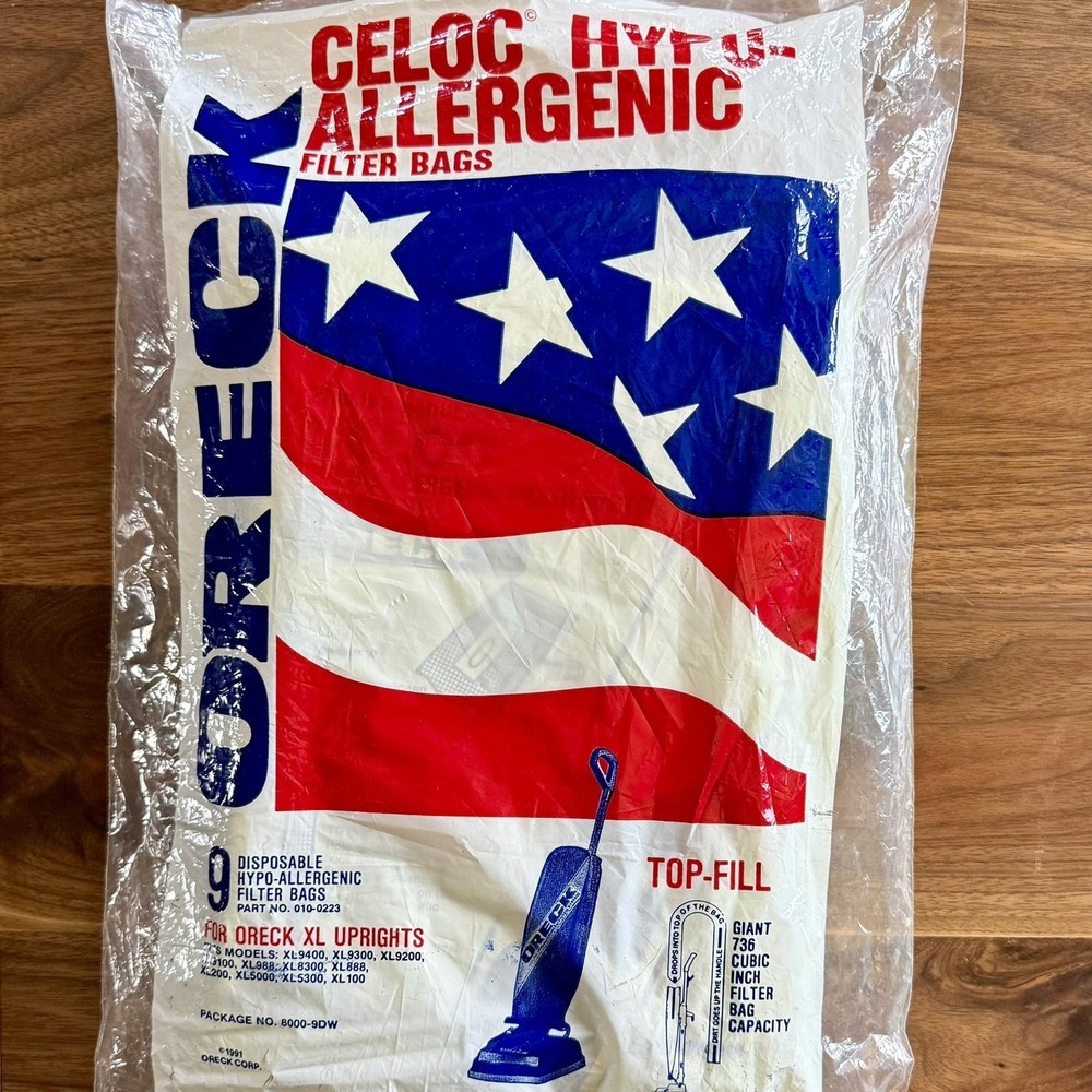 LOT of 7 Oreck 1991 Celoc Hypo-Allergenic Filter Bags PK8000-9DW XL Models